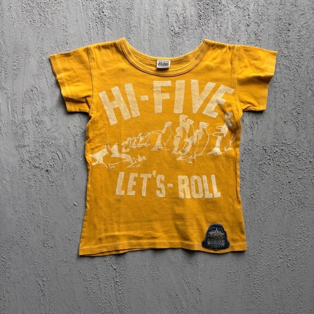 FO Kids T Shirt Large 140CM Yellow Japan Baby Tee Denim Dungaree